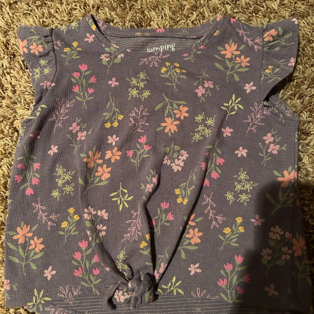 Jumping Beans Kids Floral Top - Gray